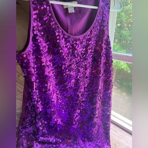 Purple sequin sparkle tank top